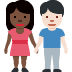 👩🏿‍🤝‍👨🏻 woman and man holding hands: dark skin tone, light skin tone display on Twitter